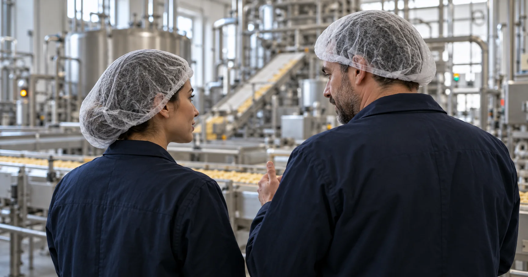 Colleghi in uno stabilimento produttivo